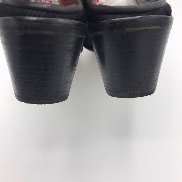 Stuart Weitzman Genuine Calf Hair Mules Clogs Size 8 Black Slip On Womens - Picture 5 of 8